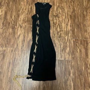 Black Gold Chain Mini Dress
